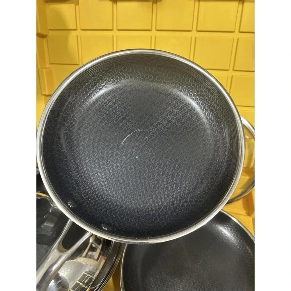 HEXCLAD 5 Piece Nonstick Stainless Steel Frying Pan Set 10 12 and 14